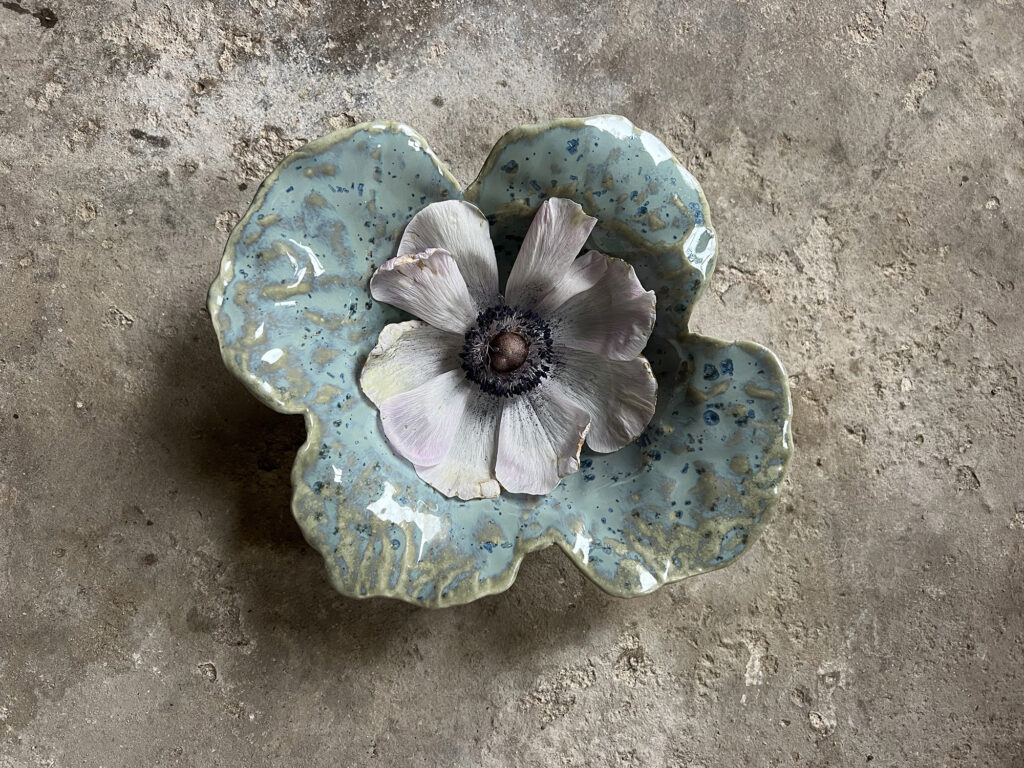 Teal flower bowl