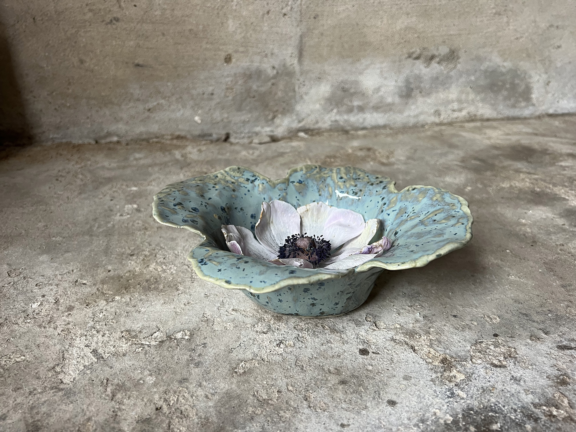 Teal flower bowl