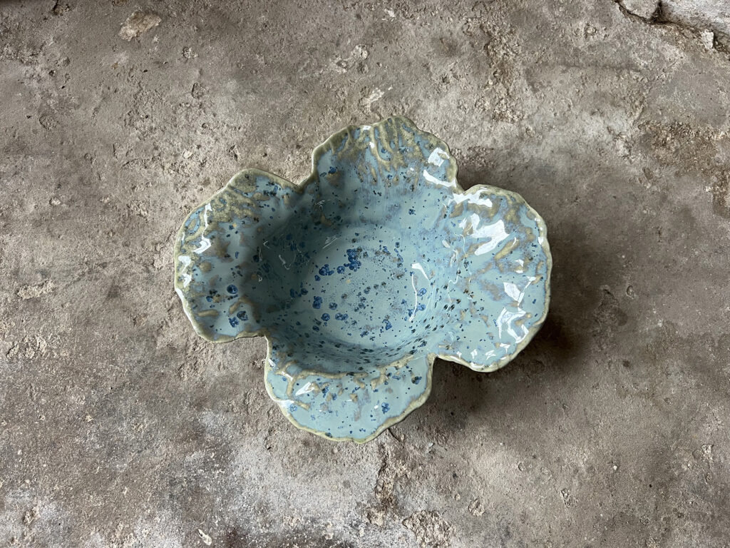 Teal flower bowl