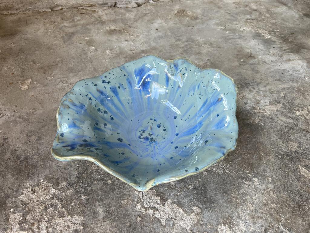 seashell teal bowl