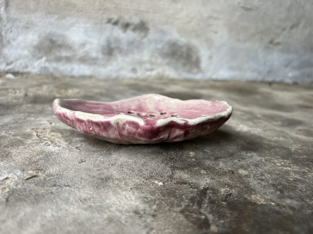 red seashell soap dish