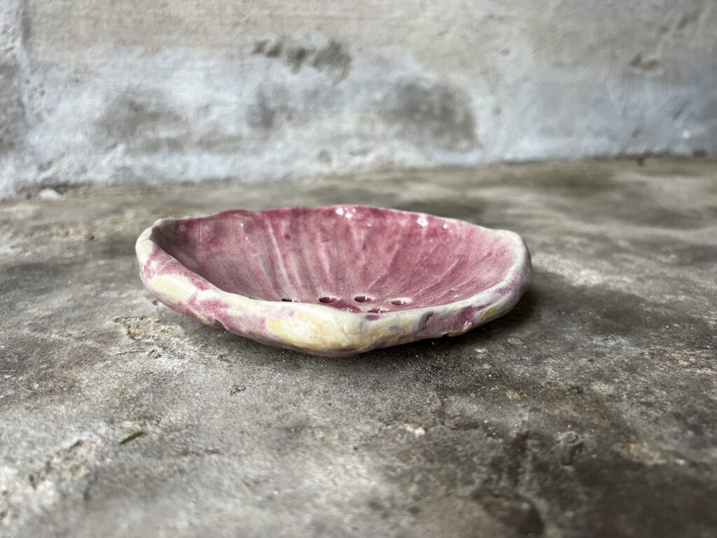 red seashell soap dish