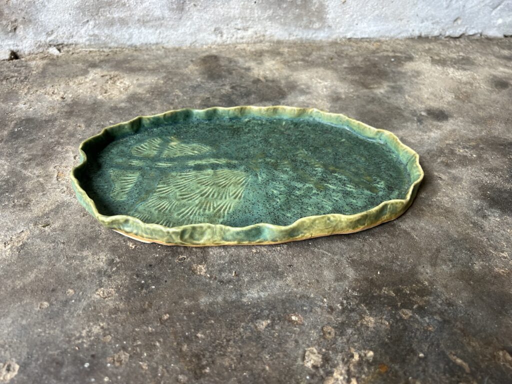 Matte green memraid tray