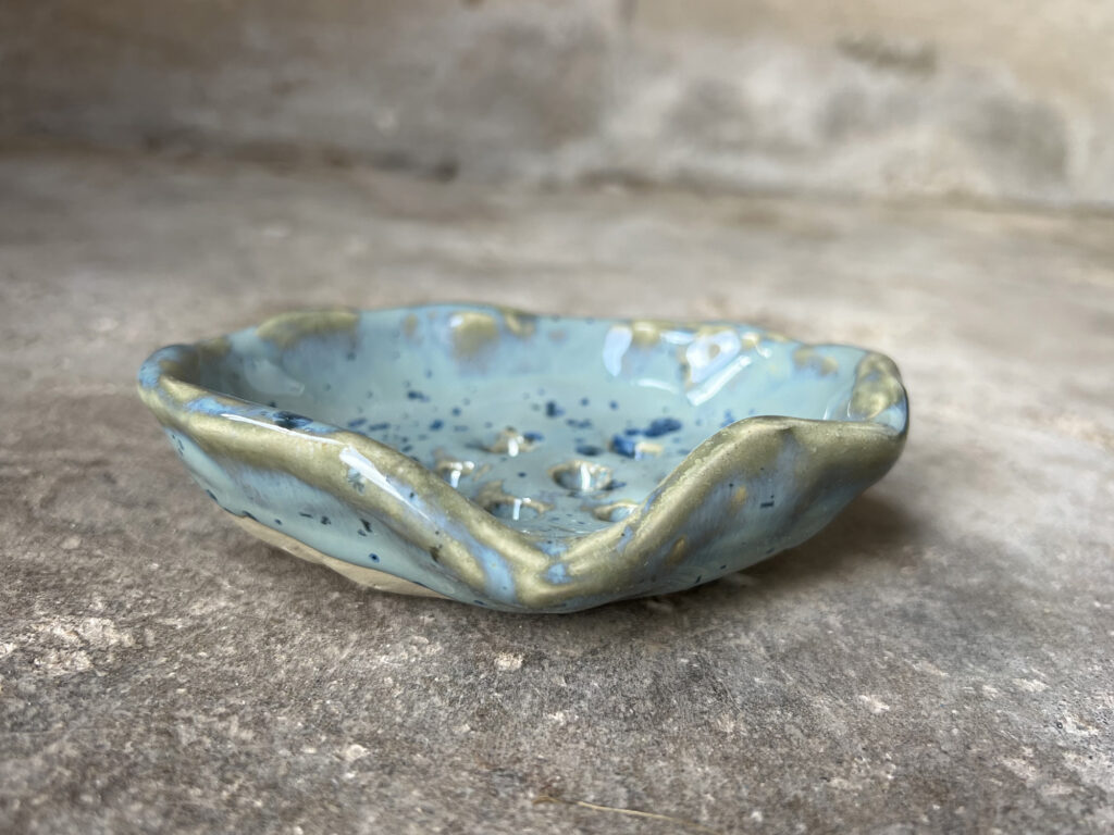 teal seashell soap dish