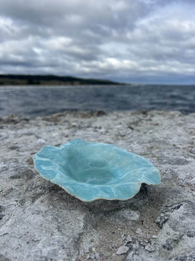 handmade teal ceramics bowl