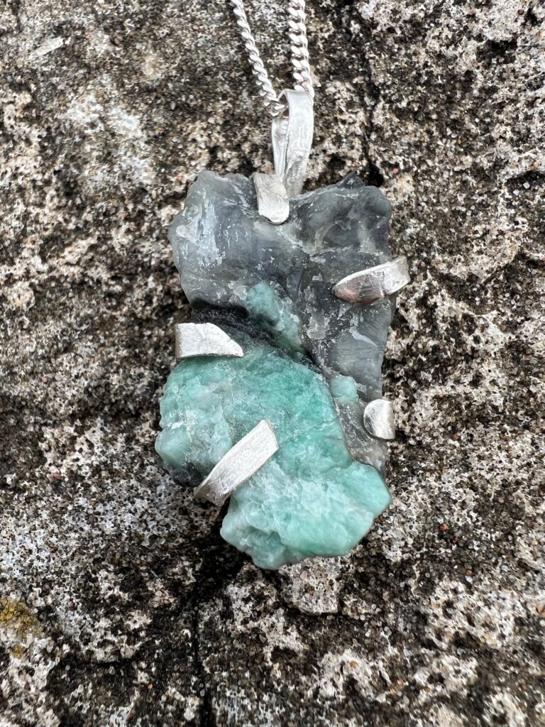 raw emerald crystal necklace