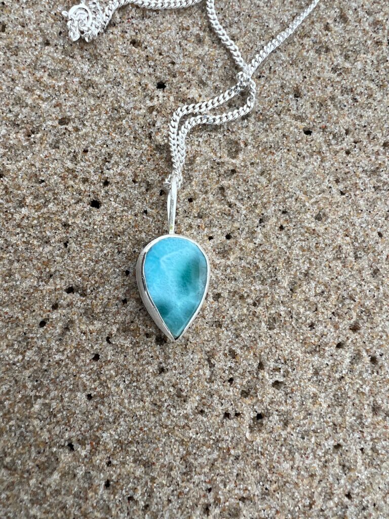 Larimar medallion in silver 925