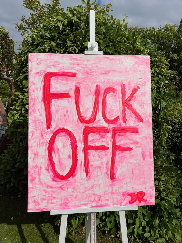 fuck off wonky letter painting