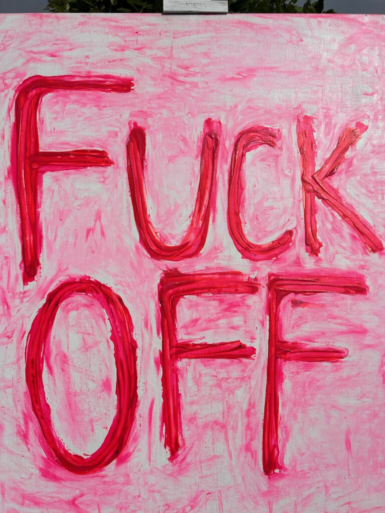 fuck off original painting in pink